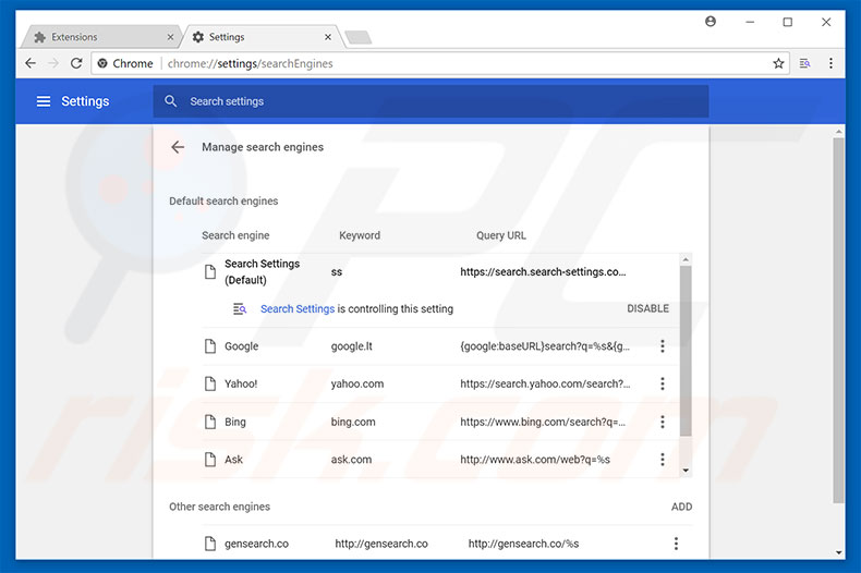  Suche entfernen.Sucheinstellungen.com von Google Chrome Standardsuchmaschine