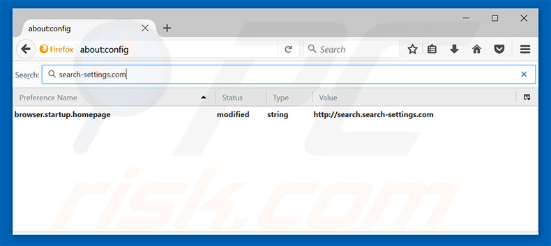  remoção search.search-settings.com no Mozilla Firefox default search engine
