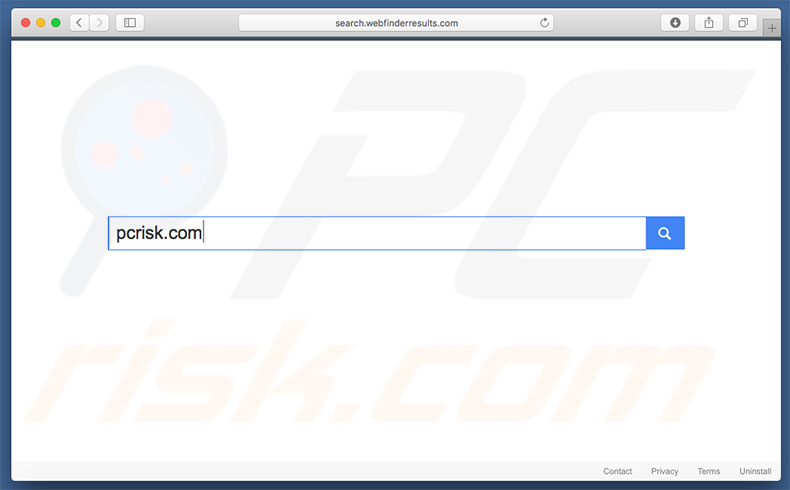 search.webfinderresults.com browser hijacker on a Mac computer