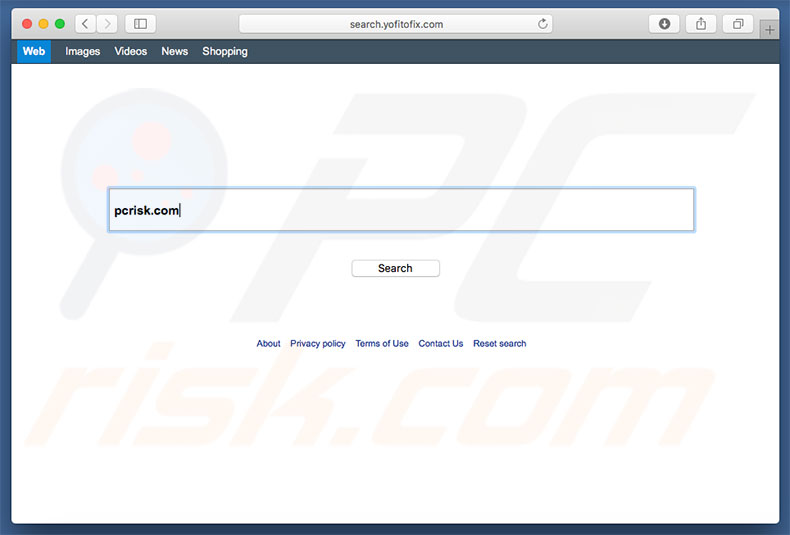 search.yofitofix.com browser hijacker on a Mac computer