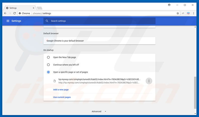 Removing hp.myway.com from Google Chrome homepage
