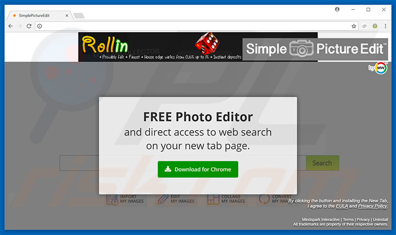 Website used to promote SimplePictureEdit browser hijacker