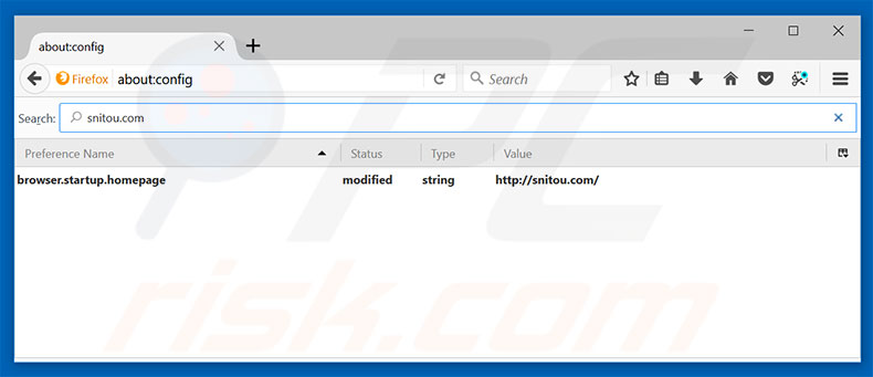 Removing snitou.com from Mozilla Firefox default search engine