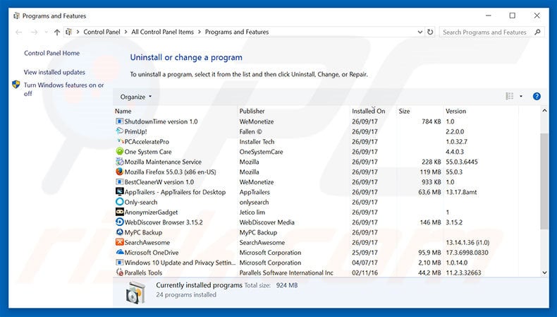 Someone Is Trying To Steal Your Banking Details adware uninstall via Control Panel