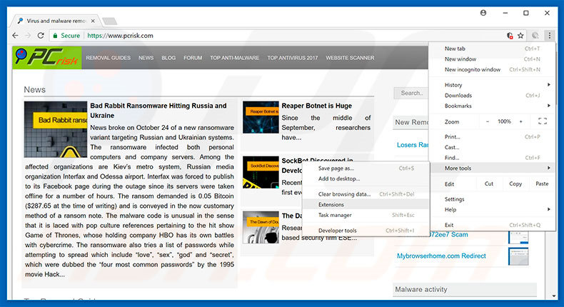 Removing Sponsored Links  ads from Google Chrome step 1