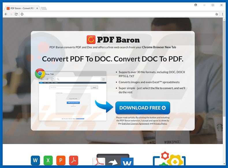 Website used to promote PDF Baron browser hijacker