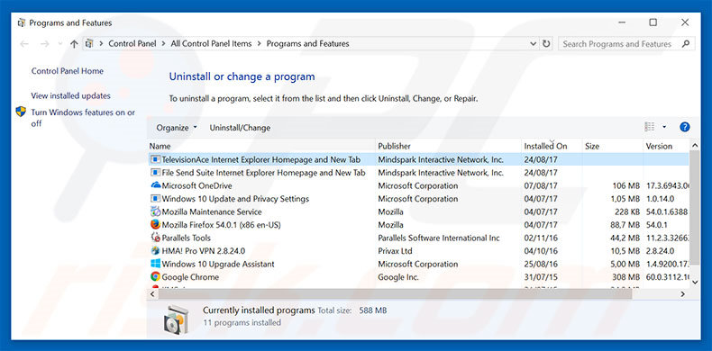 hp.myway.com browser hijacker uninstall via Control Panel