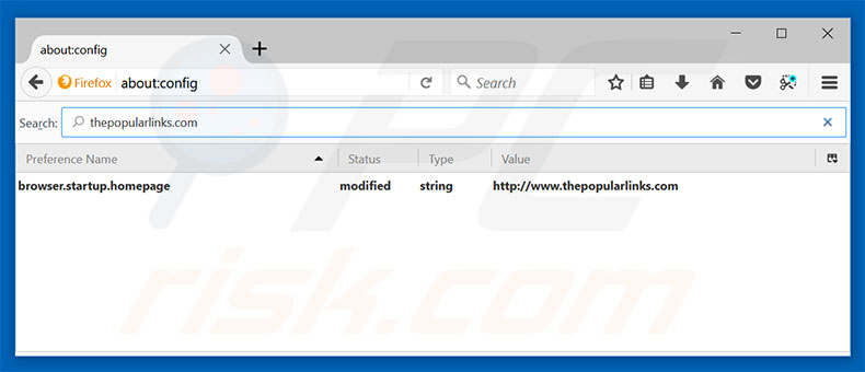 Removing thepopularlinks.com from Mozilla Firefox default search engine