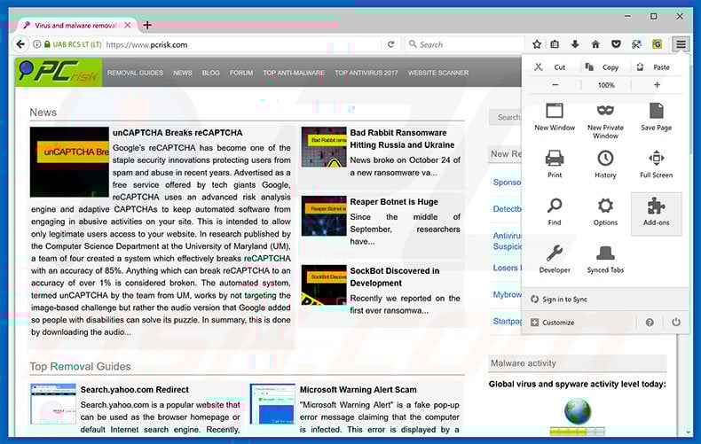 Removing thisclickisforyou.com ads from Mozilla Firefox step 1