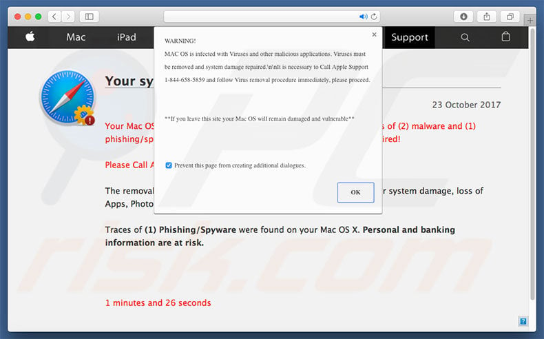 WARNING! MAC OS Is Infected scam