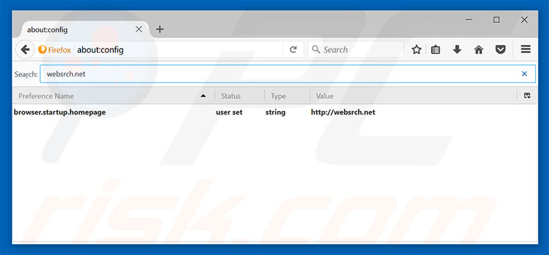 Removing websrch.net from Mozilla Firefox default search engine