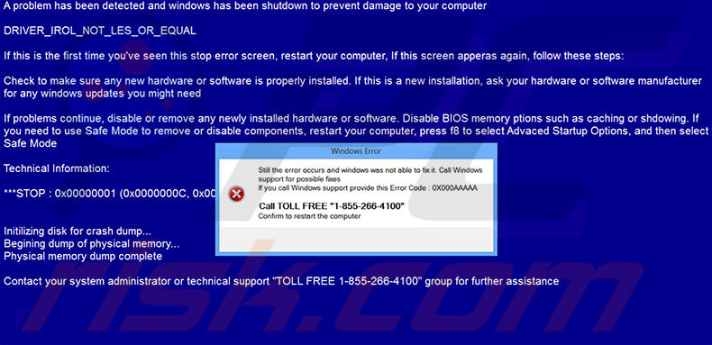 microsoft windows license scam bluescreen