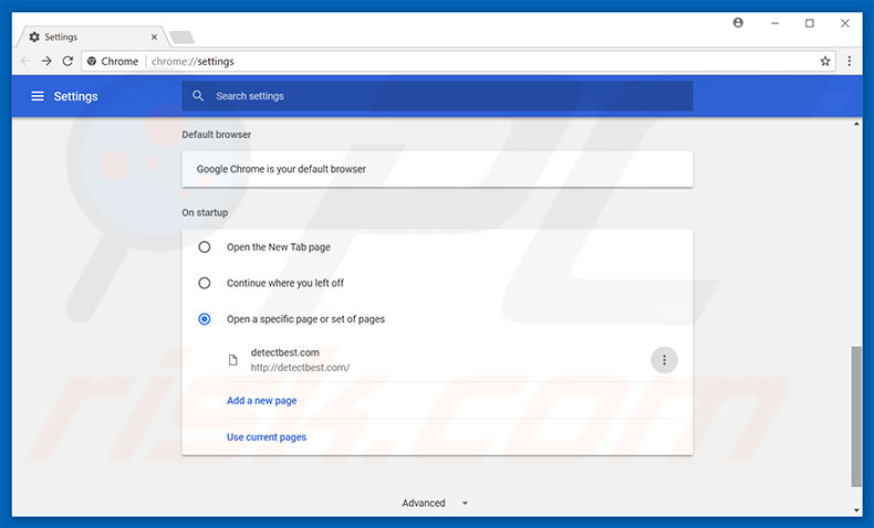 Removing detectbest.com from Google Chrome homepage