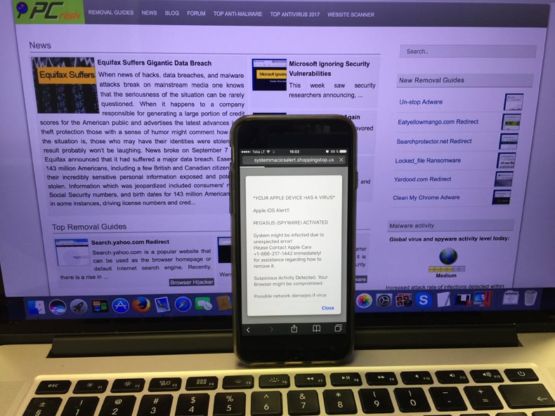 your apple device has a virus scam (iOS scam)