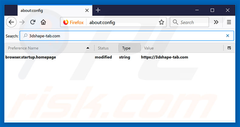 Removing 3dshape-tab.com from Mozilla Firefox default search engine