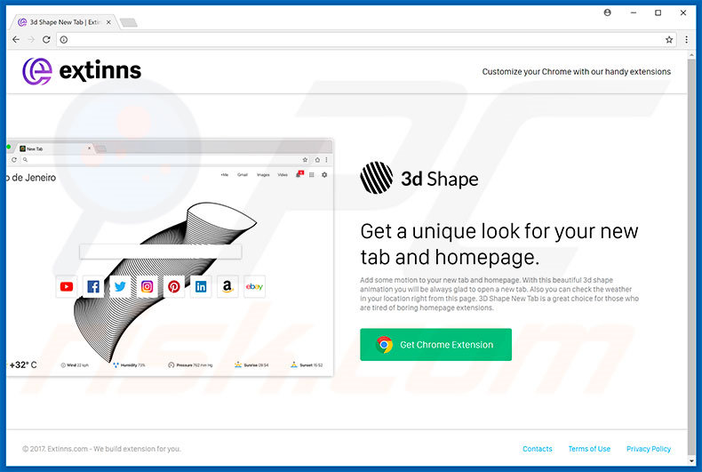 Website used to promote 3D Shape browser hijacker