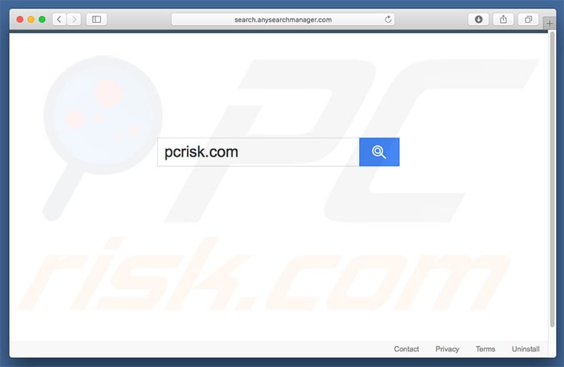search.anysearchmanager.com browser hijacker on a Mac computer