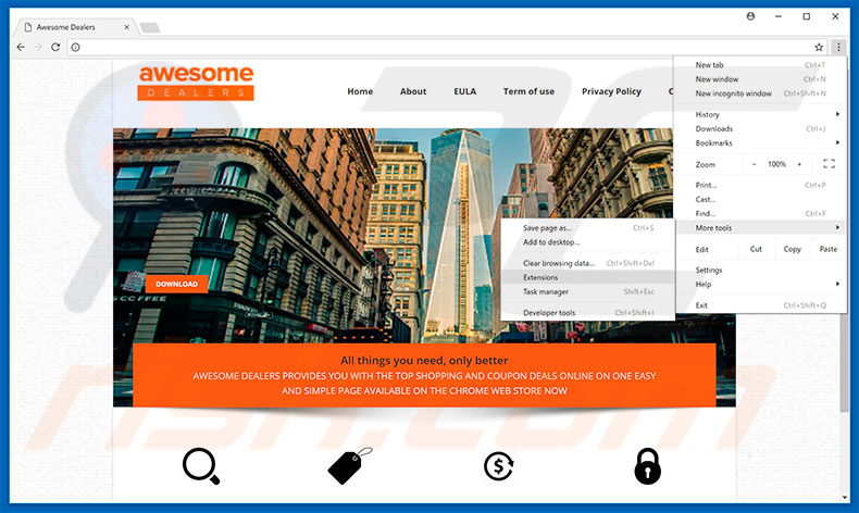 Removing Awesome Dealers  ads from Google Chrome step 1