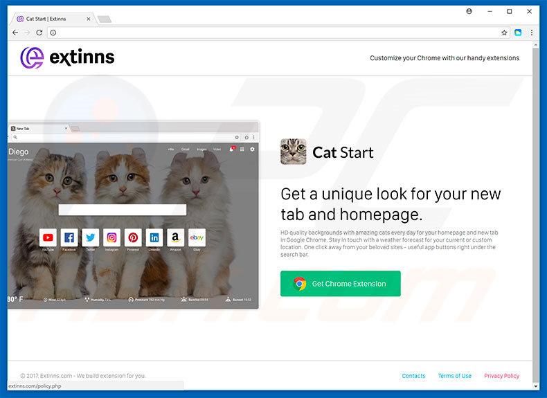 Website used to promote Cat Start browser hijacker