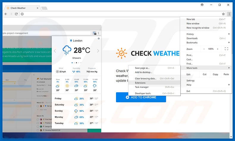 Removing Check Weather  ads from Google Chrome step 1