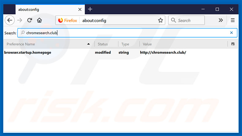 Removing chromesearch.club from Mozilla Firefox default search engine