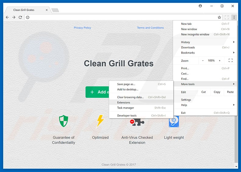 Removing Clean Grill Grates  ads from Google Chrome step 1