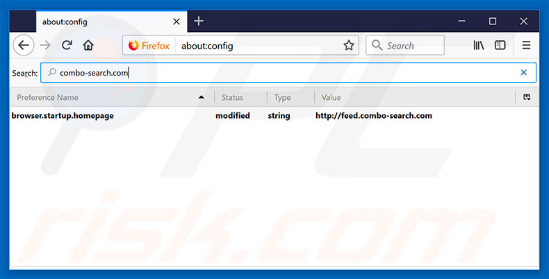 Removing feed.combo-search.com from Mozilla Firefox default search engine