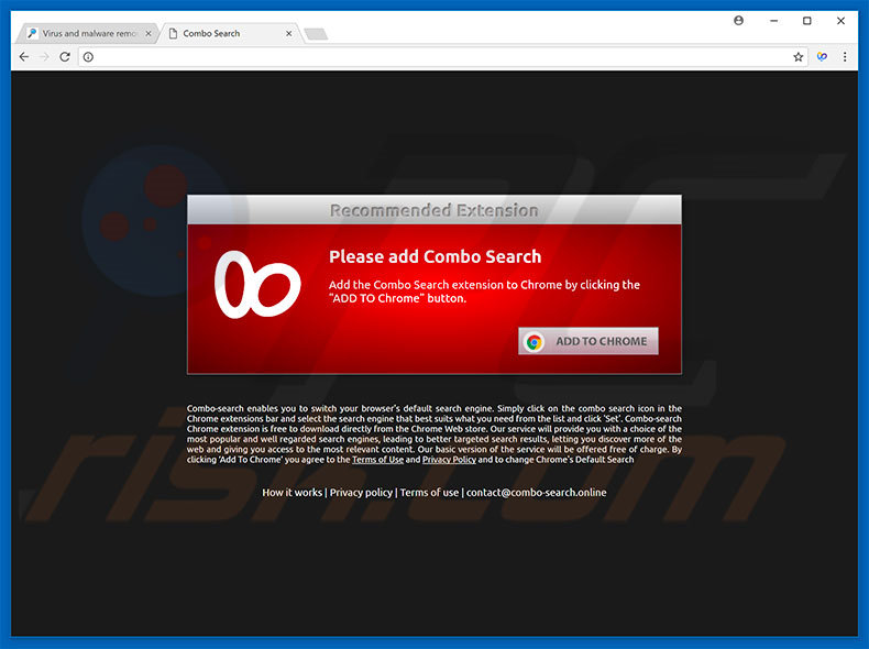 Website used to promote Combo Search browser hijacker