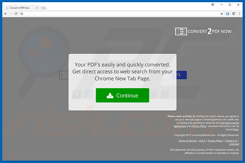 Website used to promote Convert 2 PDF Now browser hijacker