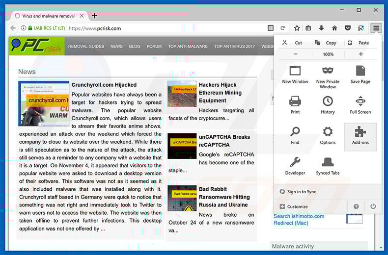 Removing coolproductreview.com ads from Mozilla Firefox step 1