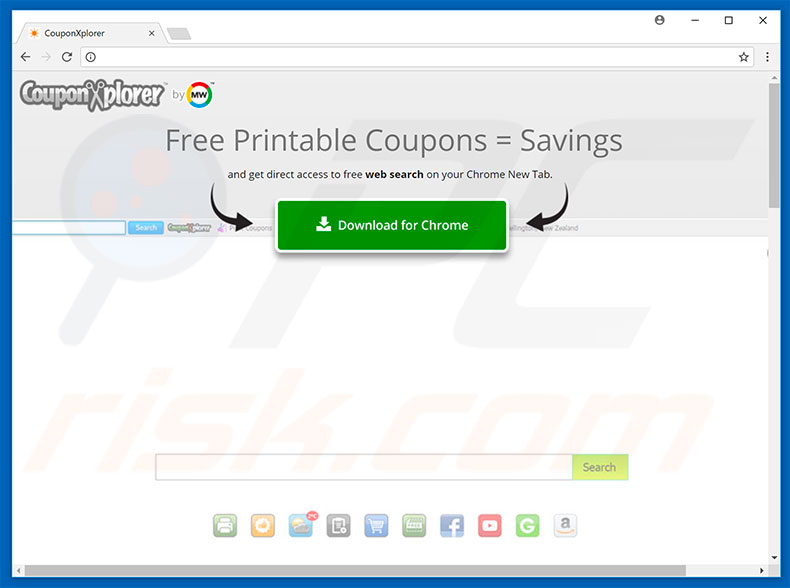 Website used to promote CouponXplorer browser hijacker