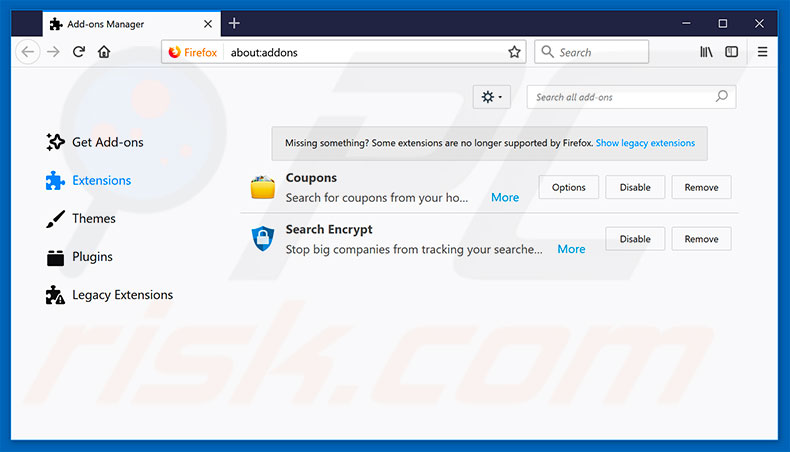 Removing search.heasycouponsaccess.com related Mozilla Firefox extensions