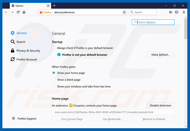 Removing search.heasycouponsaccess.com from Mozilla Firefox homepage