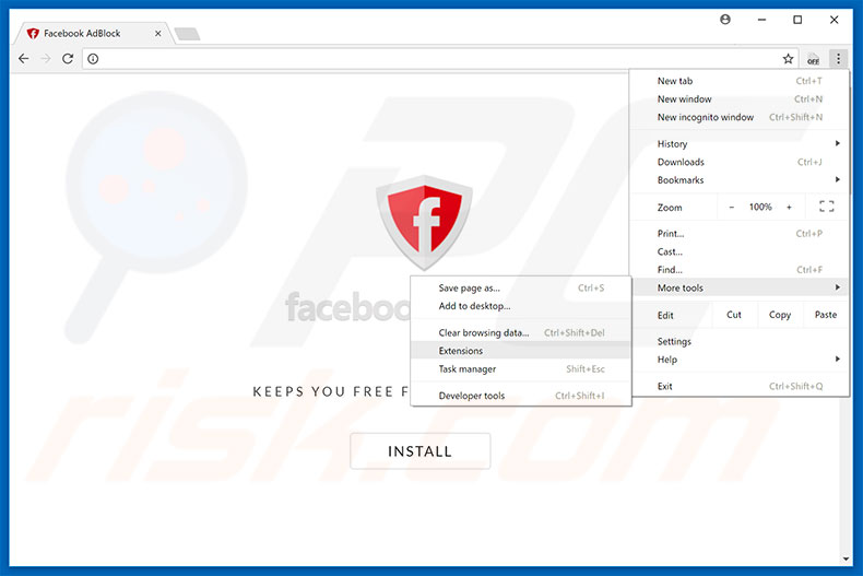 Removing Facebook AdBlock  ads from Google Chrome step 1