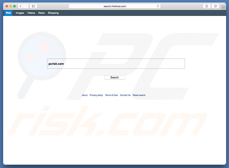 search.froktiser.com browser hijacker on a Mac computer