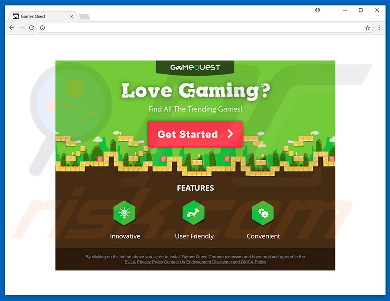 Website used to promote GamesQuest browser hijacker