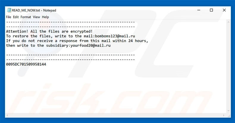 GIBON ransomware ransom note (READ_ME_NOW.txt)