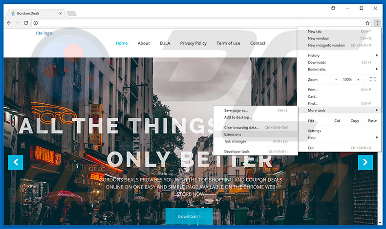 Removing Gordon Deals  ads from Google Chrome step 1