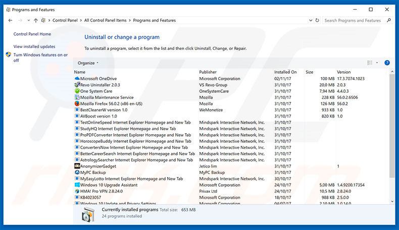 Gordon Deals adware uninstall via Control Panel