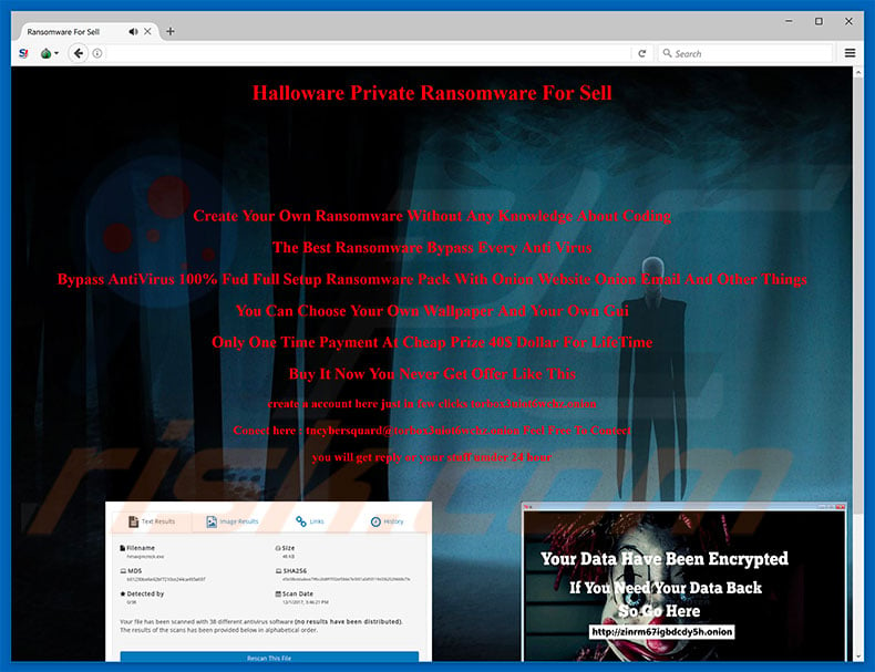 Halloware ransomware is sold in the dark web