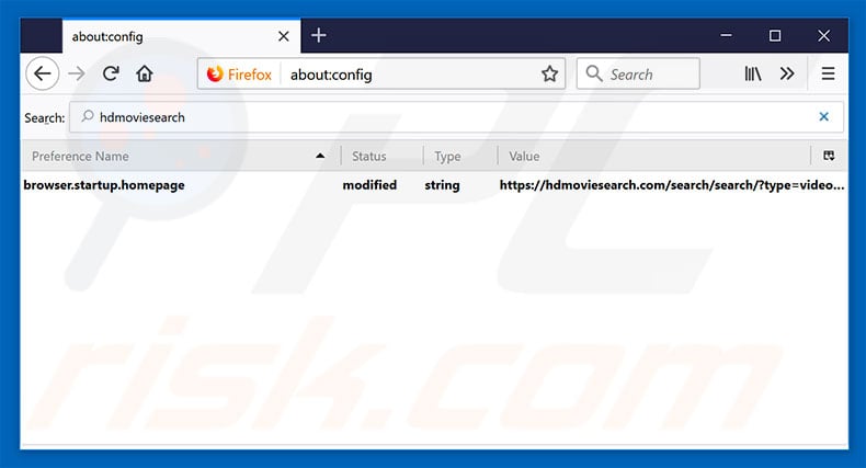Removing hdmoviesearch.com from Mozilla Firefox default search engine