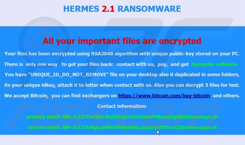 hermes 2.1 updated ransomware