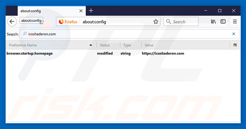 Removing icoshaderon.com from Mozilla Firefox default search engine