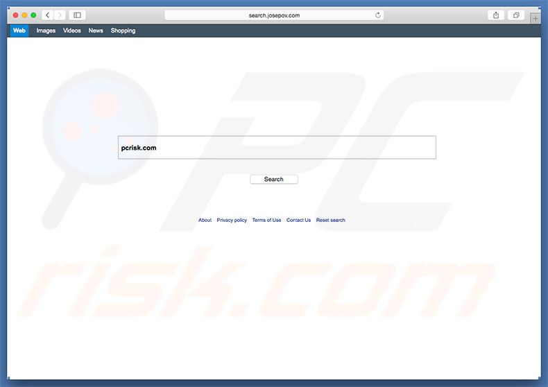 search.josepov.com browser hijacker on a Mac computer