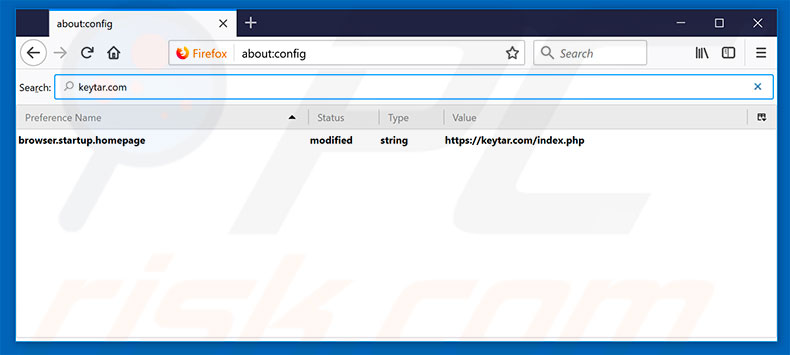 Removing keytar.com from Mozilla Firefox default search engine