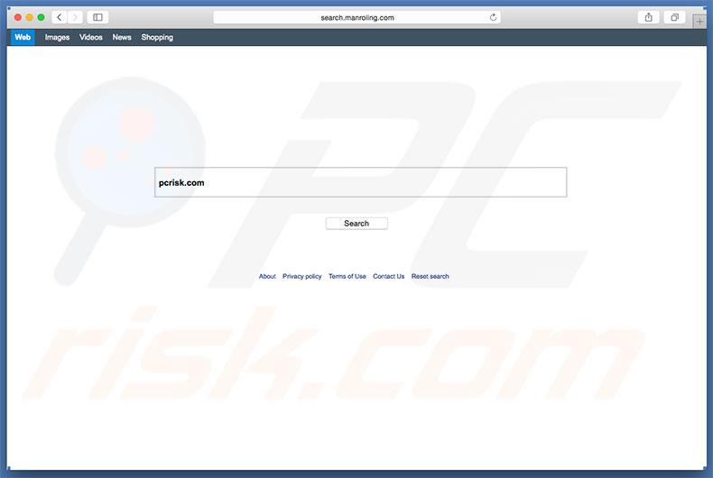 search.manroling.com browser hijacker on a Mac computer