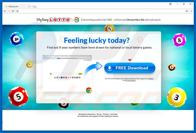 Website used to promote MyEasyLotto browser hijacker