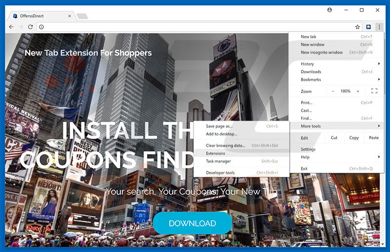 Removing OfferssDirect  ads from Google Chrome step 1