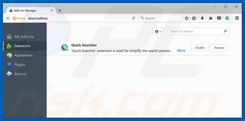 Removing onclickpredictiv.com ads from Mozilla Firefox step 2