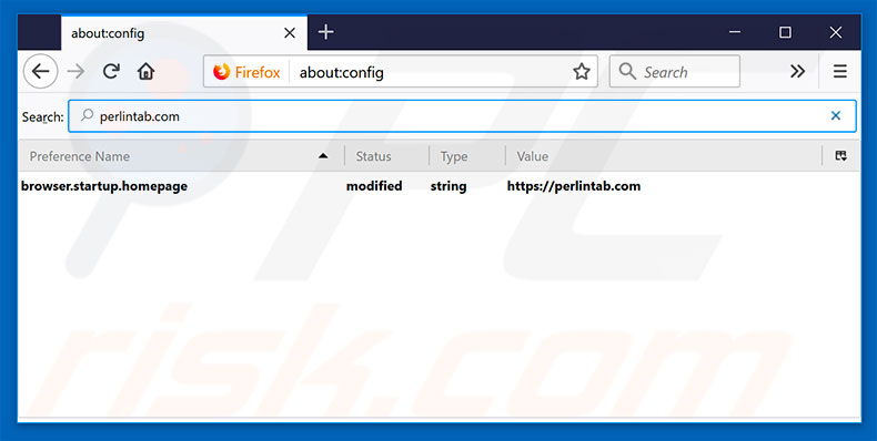 Removing perlintab.com from Mozilla Firefox default search engine